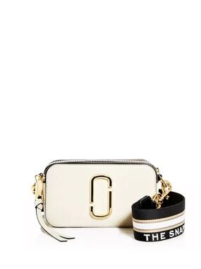 Marc Jacobs Cream Snapshot Camera Bag with Wide Black Strap